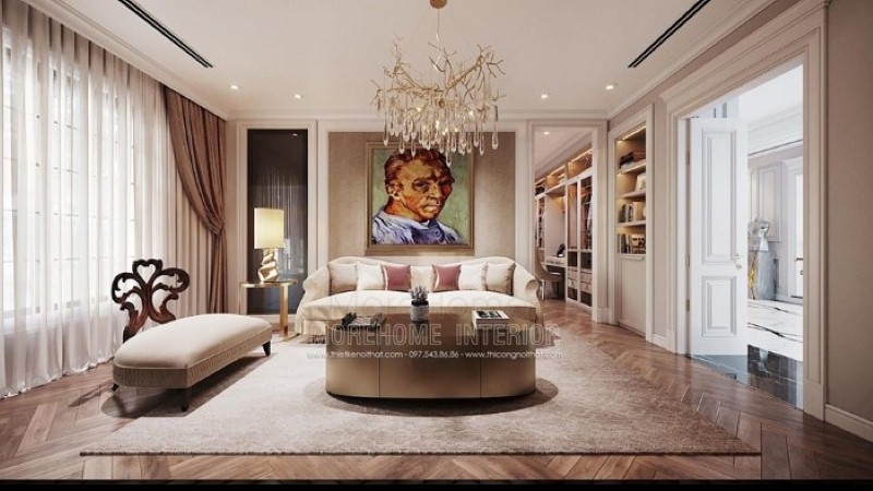 Tranh in canvas treo tường chân dung họa sĩ Van Gogh nổi tiếng tạo điểm nhấn ấn tượng cho phòng giải trí trong phòng ngủ. Thiết kế cao cấp