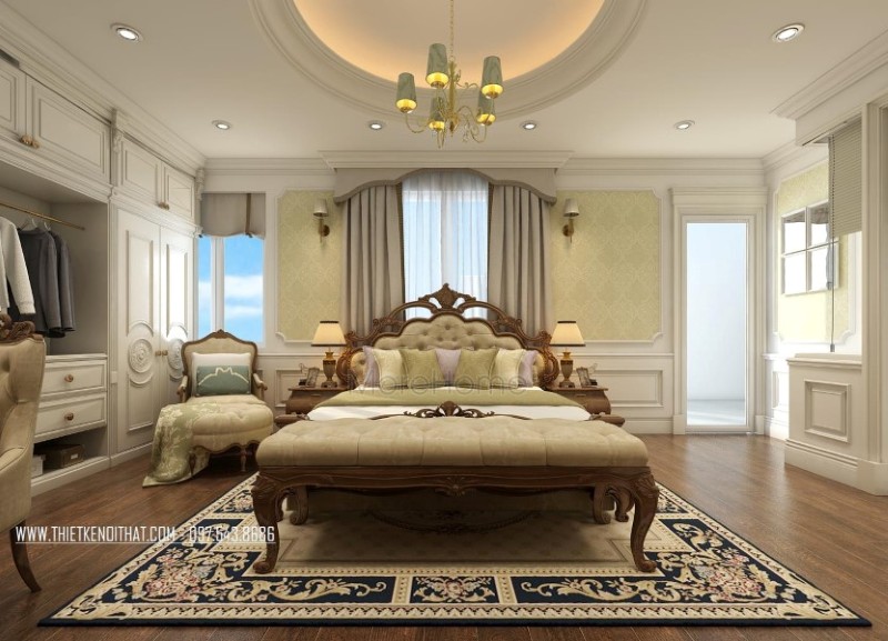 Mẫu giường ngủ tân cổ điển cao cấp với đường nét chạm khắc tinh tế. Để được sở hữu những mẫu giường đẳng cấp này hãy liên hệ với Morehome để được báo giá và sản xuất nhé. Hotline: 0975438686.