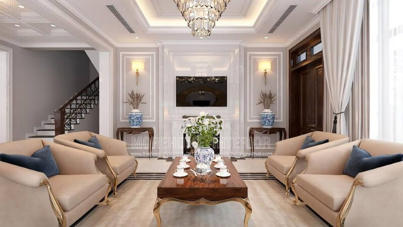 Bộ bàn ghế sofa mạ vàng tân cổ điển đẹp, sang trọng cho biệt thự, nhà phố. Ấn tượng với các mẫu thiết kế sofa phòng khách đẳng cấp