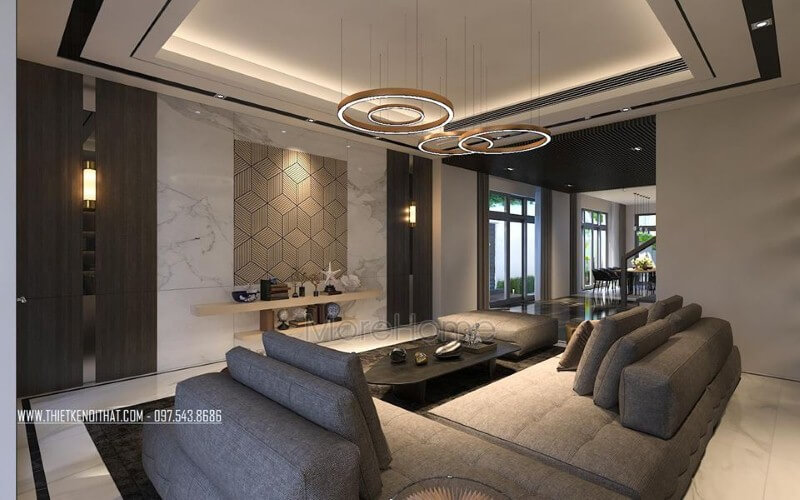 Đá kết hợp cùng gỗ ốp tường là một trong những xu hướng ấn tượng trong trang trí phòng khách hiện đại, cao cấp. Tổng hợp các mẫu thiết kế đá ốp tường phòng khách cao cấp