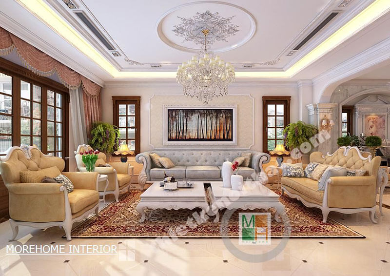 Mẫu sofa tân cổ điển bọc nỉ sang trọng cho phòng khách Gợi ý các mẫu sofa phòng khách đẹp nhất