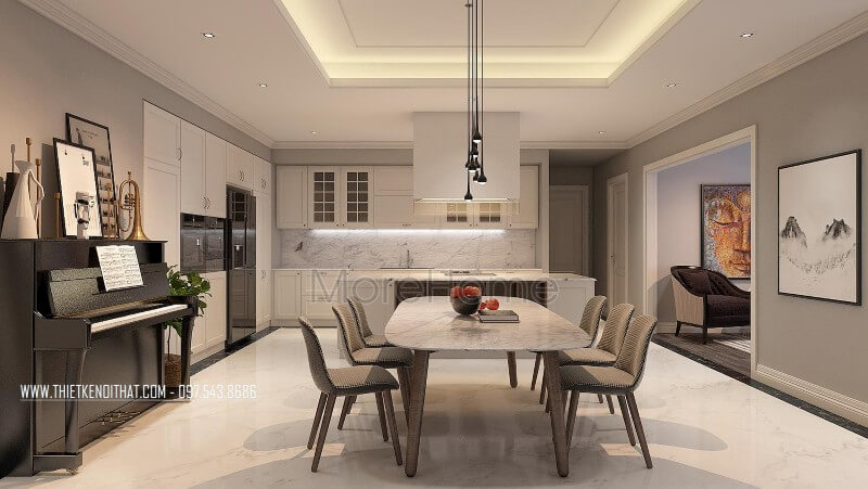 Ý tưởng thiết kế nội thất phòng ăn chung cư hiện đại