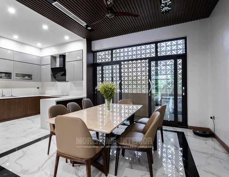 Bộ bàn ăn mặt đá cao cấp hiện đại
