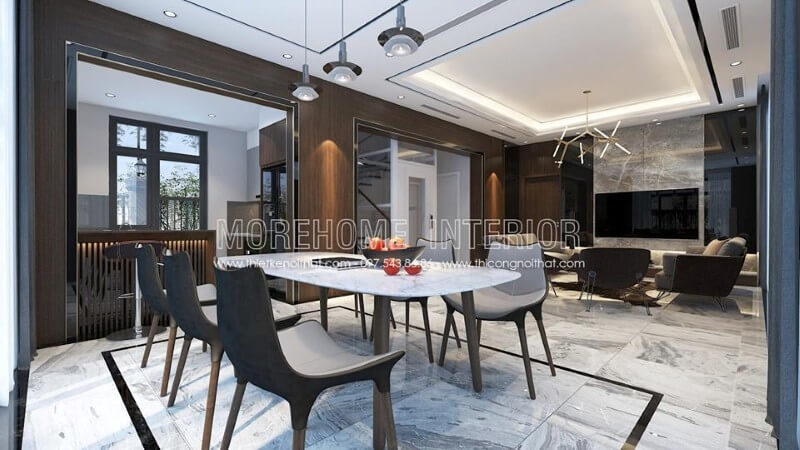 Bộ bàn ăn mặt đá cao cấp hiện đại