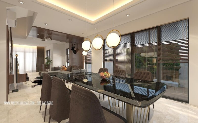 Bộ bàn ăn mặt đá cao cấp hiện đại