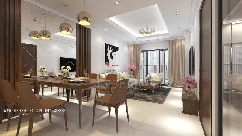 Gương trang trí treo tại bàn ăn làm không gian thêm đẹp và sang trọng Trang trí phòng ăn đẹp, ấn tượng