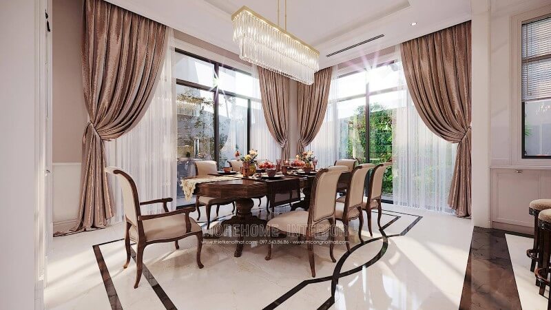 Trang trí nội thất phòng ăn đẹp cho biệt thự ciputra tây hồ hà nội Trang trí phòng ăn đẹp, ấn tượng