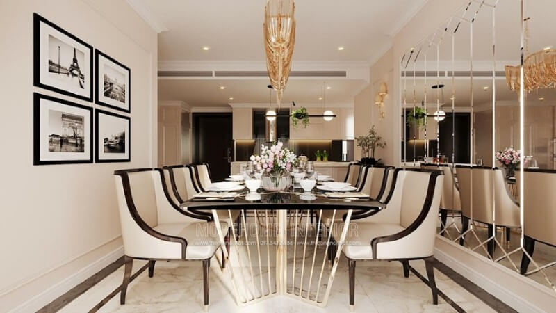 Nội thất phòng ăn chung cư phong cách tân cổ điển Thiết kế nội thất phòng ăn đẹp