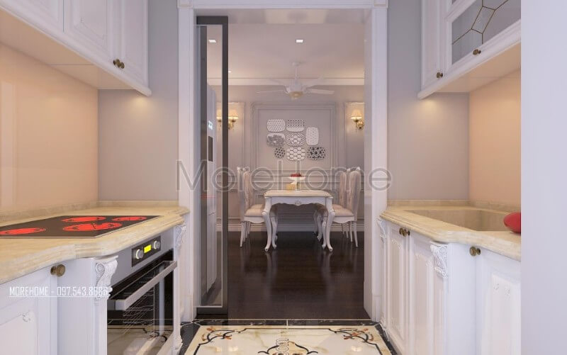 Thiết kế phòng ăn chung cư đẹp và ấn tượng với phong cách tân cổ điển Thiết kế nội thất phòng ăn chung cư tân cổ điển