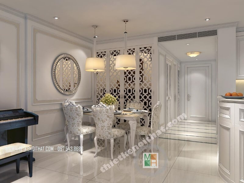 Gợi ý mẫu thiết kế nội thất phòng ăn cho căn chung cư nhỏ được nhiều khách hàng lựa chọn hiện nay Thiết kế nội thất phòng ăn chung cư tân cổ điển