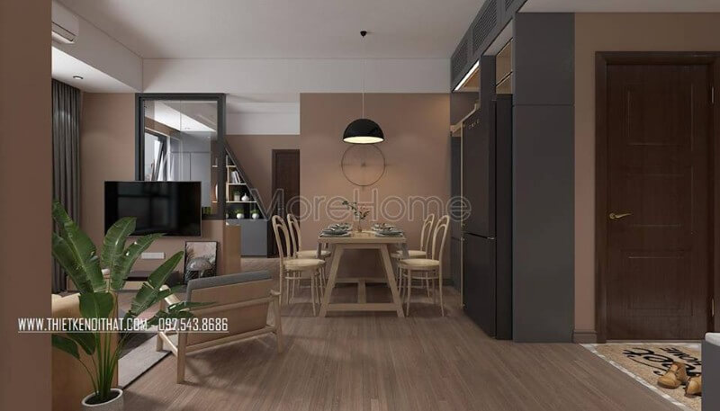 Nội thất phòng ăn đơn giản tại chung cư hiện đại Thiết kế nội thất phòng ăn gỗ công nghiệp