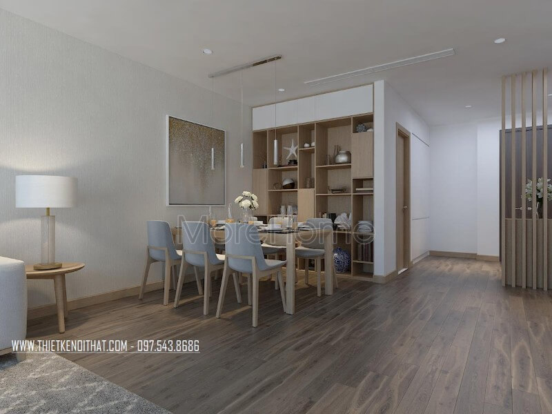 Nội thất phòng ăn hiện đại thiết kế vô cùng đơn giản Thiết kế nội thất phòng ăn gỗ công nghiệp