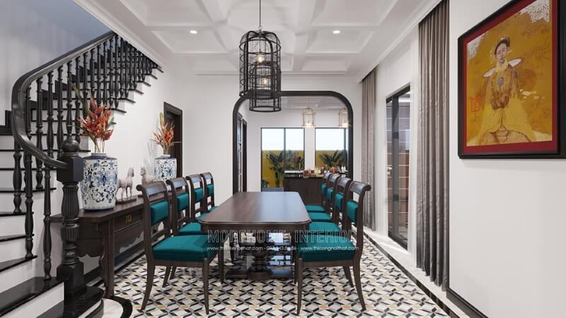 Sử dụng kệ gỗ decor trang trí phòng ăn thêm sang trọng trang trí nội thất phòng ăn biệt thự