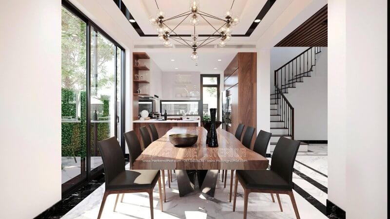 Trang trí nội thất phòng ăn biệt thự sang trọng với chất liệu gỗ tự nhiên cao cấp trang trí nội thất phòng ăn biệt thự