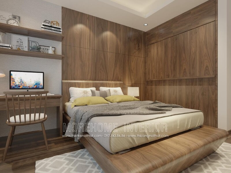 Morehome gợi ý bạn mẫu thiết kế tủ quần áo âm tường bằng gỗ óc chó cao cấp kiểu dáng hiện đại đẹp tại biệt thự hà nội thiết kế nội thất gỗ óc chó